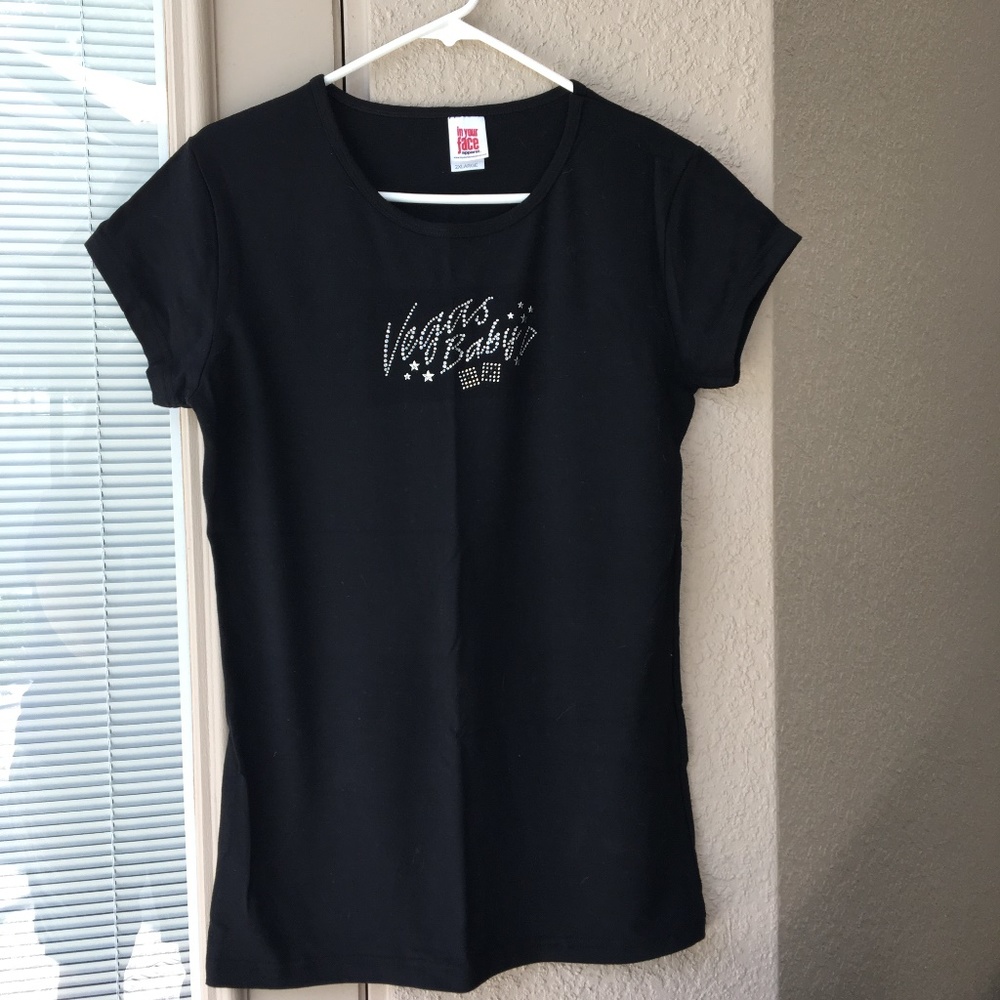 NWOT In Your Face "VEGAS BABY"Black Tunic